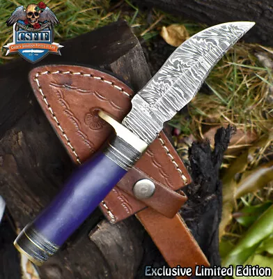 CSFIF Hand Forged Skinner Knife W/Gut Hook Twist Damascus Corain EDC • $6.05