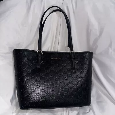 Michael Kors Blk/Nat. Jet Set Signature Jacquard Canvas Carryall Travel Tote NWT • $26