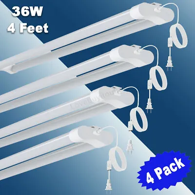 4 Pack 36W Double Tube Light Fixture LED Shop Light For Garage Daylight 6000K • $49.95