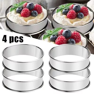 Stainless Steel Muffin Rings Ideal For Fried Eggs Cookies Hamburgers Pack Of 4 • $14.20
