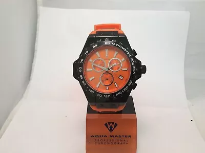 Aqua Master Jojo Jojin Joe Rodeo Orange Rubber Black Band 55mm Diamond Watch 337 • $179