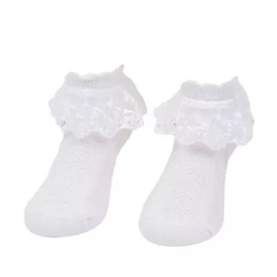 Girls Kids Lace Ruffle Ankle Short Socks Frilly Toddler Princess Socks 0-9 Yrad • $2.78