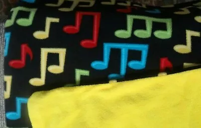 Colorful Musical Notes & Yellow Two-sided Bounded Fleece Blanket -- 66  X 58  • $10