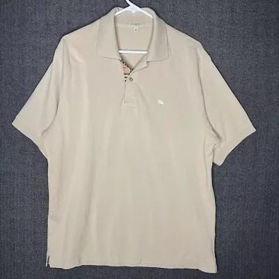 Burberry Polo Shirt Men's Large Tan Beige Embroidered Classic Casual Outdoor  • $32.95