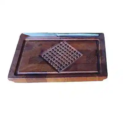 Easy-Cheesy! Vintage Kalmar Designs Teak Cheeseboard Butcherblock Free Shipping! • $24