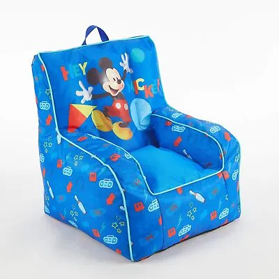 Idea Nuova Disney Mickey Mouse Kids Nylon Bean Bag Chair With Piping & Top Ca... • $41.64