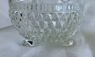 Vintage Indiana Glass Bowl Candy Dish Crystal Diamond Point Footed (3) Pretty • $12