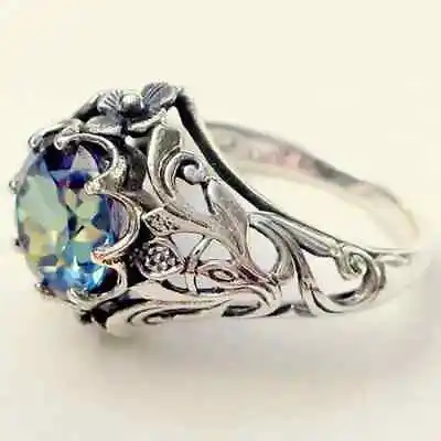 925 Sterling Silver Rainbow Mystical Fire Topaz Wedding Engagement Ring Size 7 • $15.74