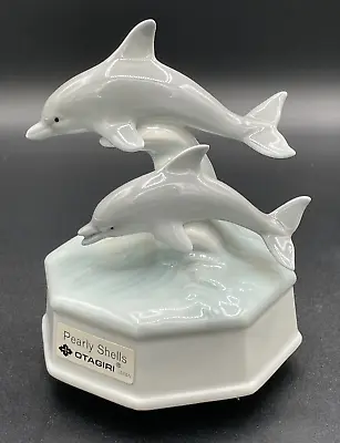 Vintage Otagiri Porcelain Music Box With Dolphins Plays Pearly Shells Revolving • $15