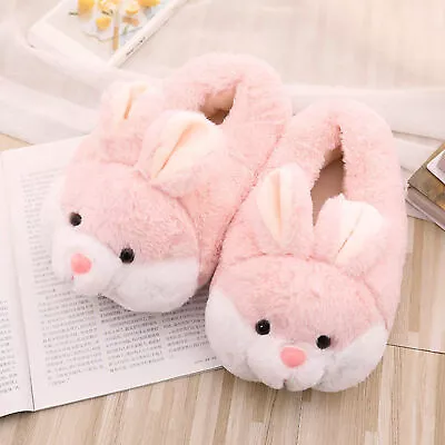 2x Cartoon Rabbit Women Plush Slippers Comfortable Pink Bunny For Bedroom • $24.88