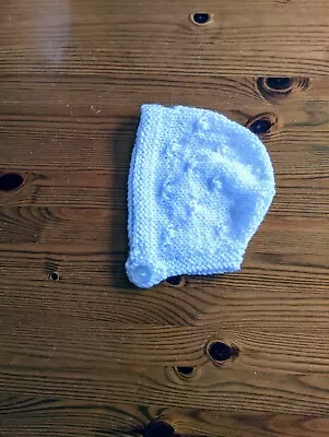 New Hand Knitted Traditional Style White Baby Bonnet Size Newborn  • £4