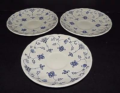 3 Myott Finlandia Fine Staffordshire Ware England Saucers White Blue • $24.99