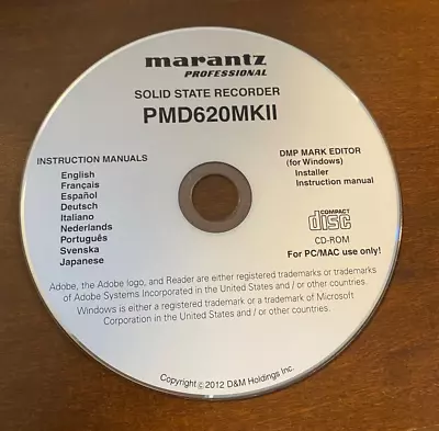 Marantz PMD620MKII Professional Digital Portable Audio Recorder CD Manual • $15