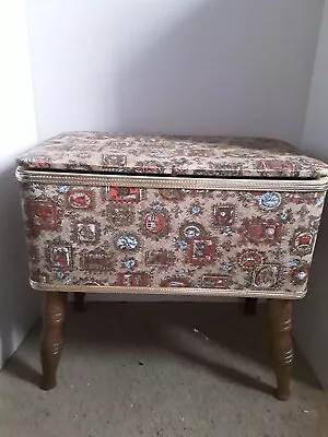 Vintage Burlington Hawkeye Mid Century Sewing Box Basket Bench/Stool Ottoman • $35