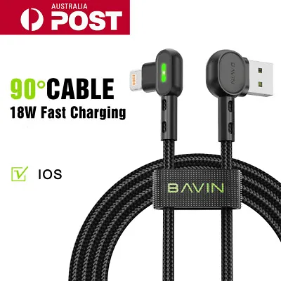 Fast USB Data Cable Heavy Duty Charging Syn Charger IPhone 90 Degree Angle 1.2M • $7.99