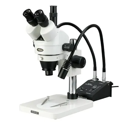 AmScope 3.5X-45X Trinocular Dissecting Zoom Stereo Microscope With Gooseneck LED • $842.41