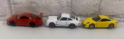 *BRAND NEW* Welly Diecast Cars Lot Of 3 Porsche 911 Turbo White Orange 4 Inch • $29.95