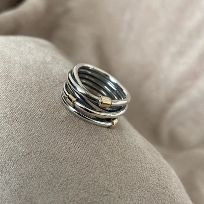 $20.51 • Buy Pandora Sterling Silver ALE 925 Rope Ring With Gold Bits 190383