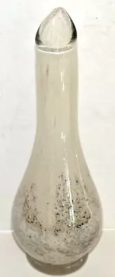 Art Glass Bud Vase Controlled Air Bubble 10  Tall White Vintage • $19.95