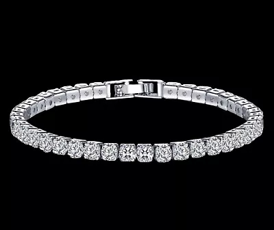 12 CT Round Cut Created Moissanite Womens Tennis Bracelet 14k White Gold Finish • $14.99