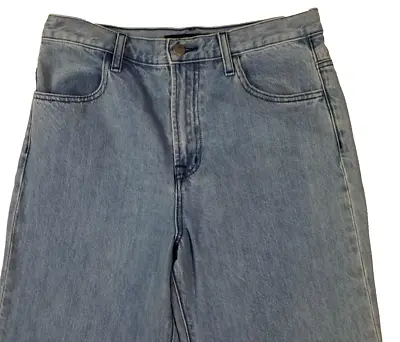 J Brand Womens Jeans Joan Crop Denim Pockets Wide Leg Raw Hem Blue Size 28 • $24.99