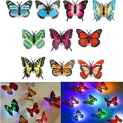 10 PCS 3D Butterfly Wall Stickers LED Lights Living Room Bedroom DIY Home Decals • $23.99