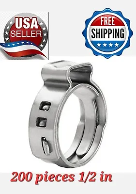 Pack Of 200 1/2  INCH PEX Style Pinch Clamps Pex Cinch Rings Stainless Steel • $25.65