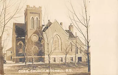 RPPC Mitchell South Dakota Congregational Church Antique Photo Postcard 1909 • $5.29