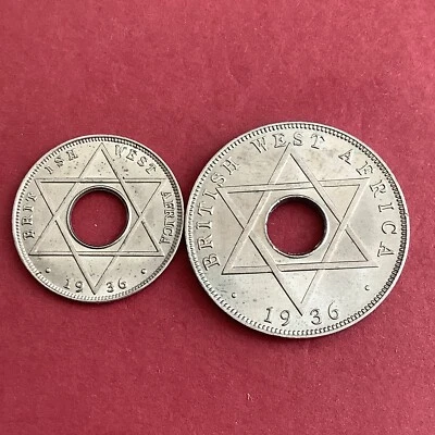 £7.50 • Buy British West Africa Nigeria Ghana One Tenth Penny Halfpenny 1936 AV423