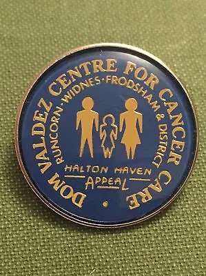 Vintage Charity Pin Badge Dom Valdez Centre For Cancer Care Runcorn Widnes • £2.69