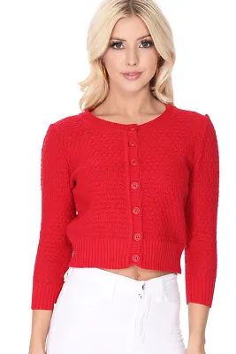 YEMAK Women's Knit Pattern Cropped Button-Down Casual Cardigan Sweater MK3514Y • $20.10