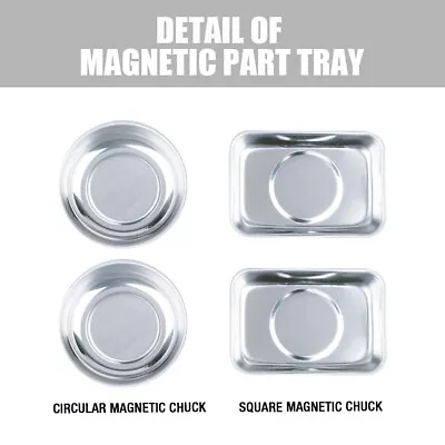 4PC Magnetic Parts Tray Set Part Holder Organizer Stainless Steel ‎Round Square • $12.59