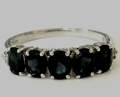 9ct Gold Half Eternity Ring With A Diamond & Tourmaline Gemstones UK Ring Size • $337.22