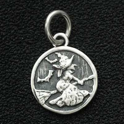 Witch Flying Broom Charm Pendant In 925 Sterling Silver Halloween Jewelry Magic • $10.92