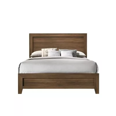 Contemporary 1pc King Size Panel Bed Oak Finish Low-Profile Footboard Furniture • $949