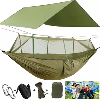 Portable Hammock With Mosquito Net 2 Person Awning Rain Fly Tarp Outdoor Patio • $12.99