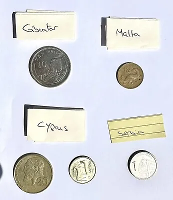 5 European Coins  (1986-2004) - Gibraltar / Malta / Cyprus / Serbia - Coin Lot • $2.48