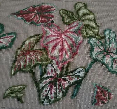 Vintage Dritz Needlepoint Panel Purse Caladium Leaves Embroidery 2774 • $30.79