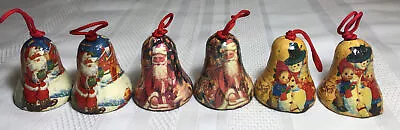 Vintage Decoupage Christmas Ornament Bells Lot Of 6 • $8.50