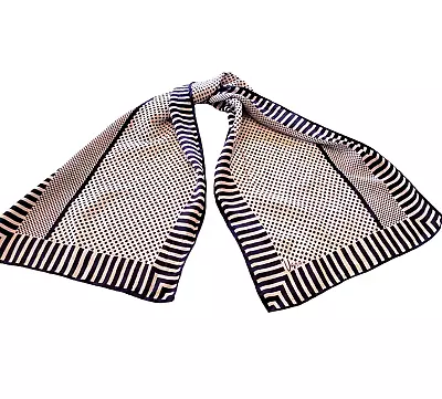 VTG Vera Neumann Scarf Navy Blue Long Rectangle Polka Dot Hair Tie 14  X 43  • $27.89