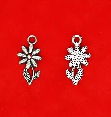 10 X Tibetan Silver Daisy Flower Garden Charms Pendants • £2.39