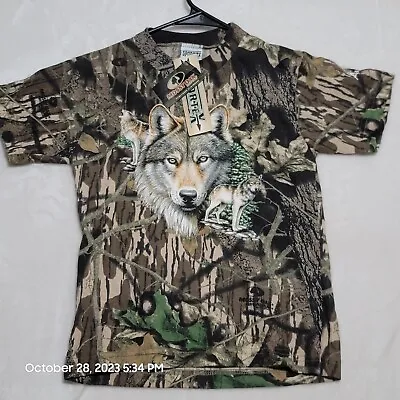 Mossy Oak Kids Camo T Shirt Size M Medium Short Sleeve Camouflage Casual Wolf • $13.87