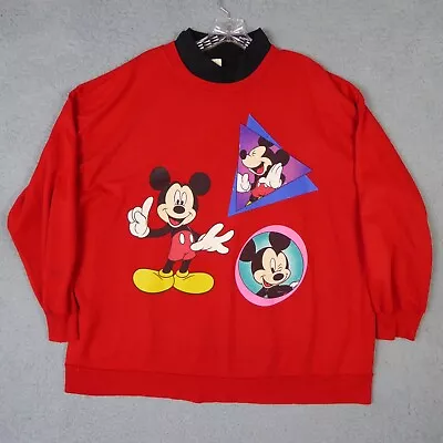 Vintage Mickey Mouse Unlimited Sweatshirt Women's 22W Double Collar Red USA 80’s • $31