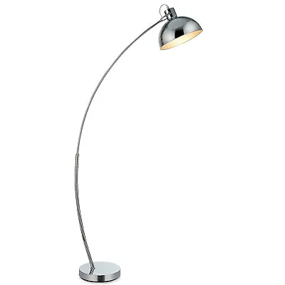 £79.99 • Buy Teamson Home Arco Curved Arched Standard Floor Lamp Light & Bell Shade, Chrome
