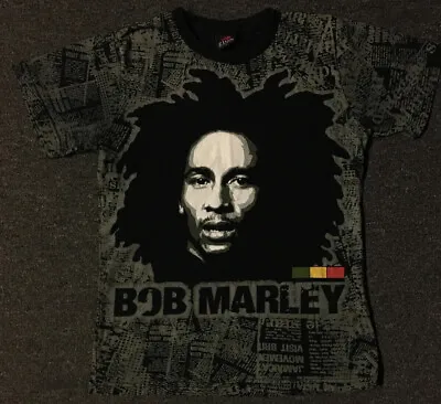 Vtg Bob Marley Faded AOP Shirt S Reggae Rasta Zion Rock Grunge 90s Jimi Hendrix • $39.95