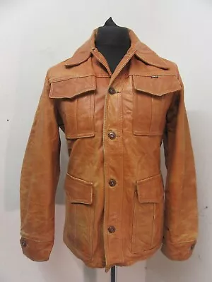 Vintage 70's Sportchief Steerhide Leather Trucker Sports Jacket Size S • £79
