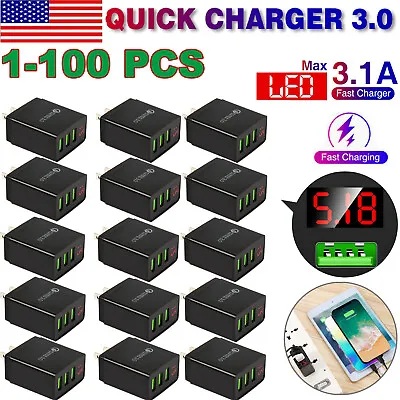 3 Multi-Port Fast Quick Charge QC 3.0 USB Hub Mains Wall Charger LED Adapter Lot • $179.93