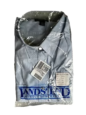 Lands End Mens Shirt XL Tall Light Blue Stripe Long Sleeve Cotton 17-17.5 • $19.99