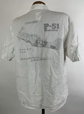 Vintage 80s P-51 Mustang Shirt Men L Tight Fighter Squadron Aircraft Test Pilot • $26.24