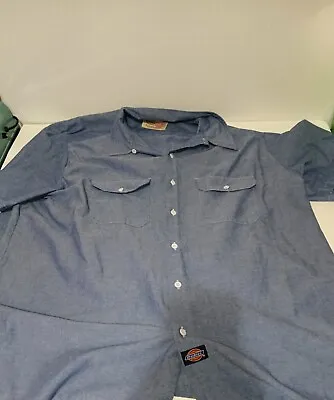 $10 • Buy Vintage Chambray Dickies Usa Work Shirt 3XL